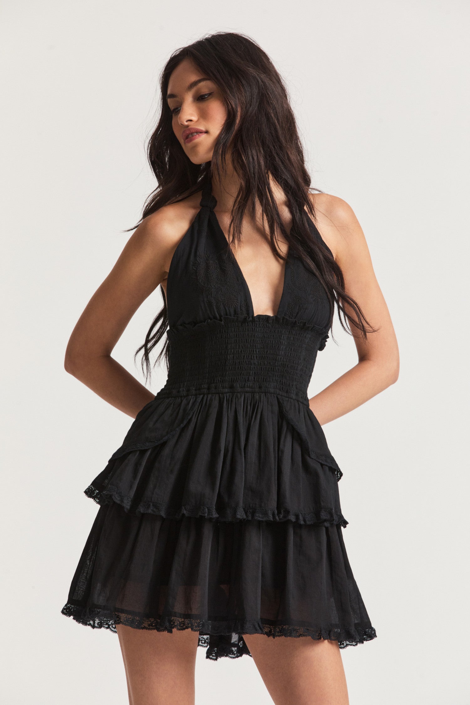 Deanna Halter Black Mini Dress - Women's Designer Dresses