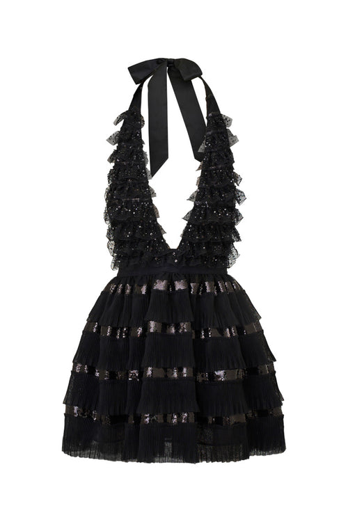 Callaia Tulle Mini Halter Dress