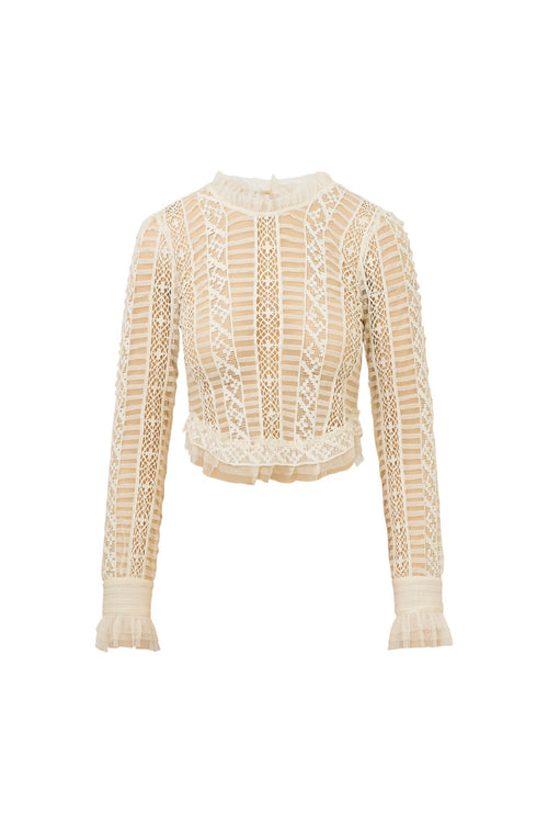 Etheline Crochet Lace Long Sleeve Top