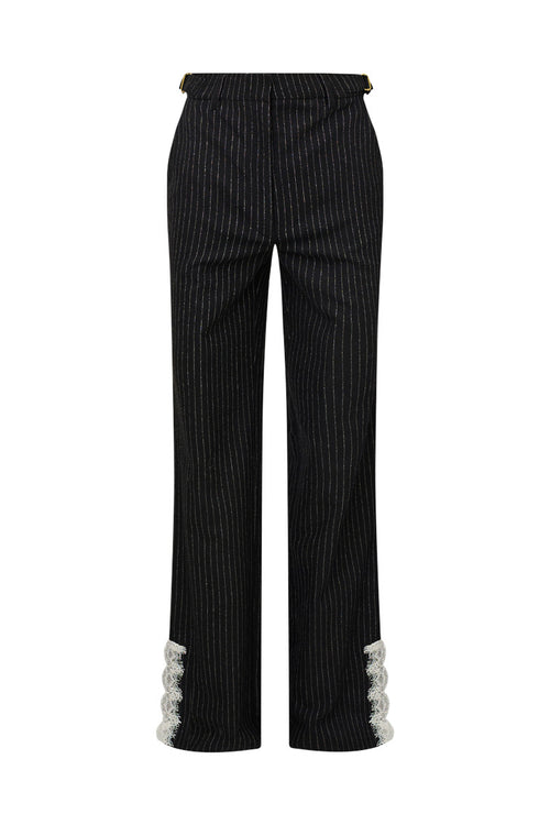 Garelle Pinstriped Lace-Detailed Pants