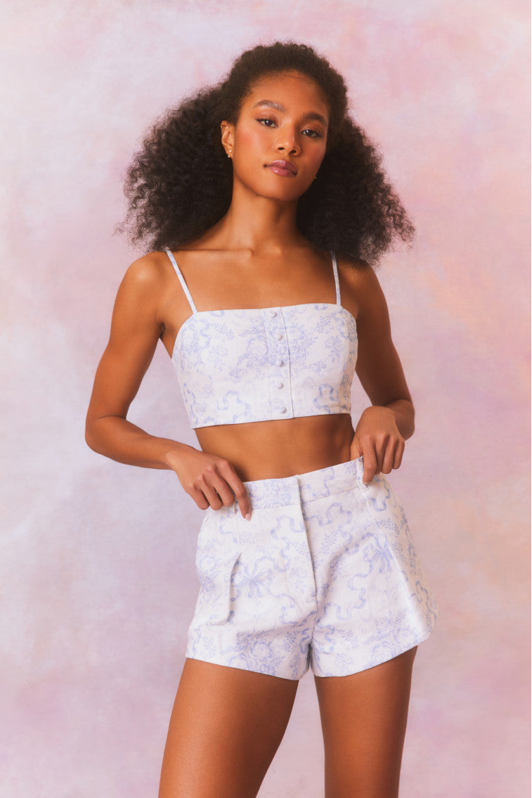 Lacette Cotton Bow Print Shorts