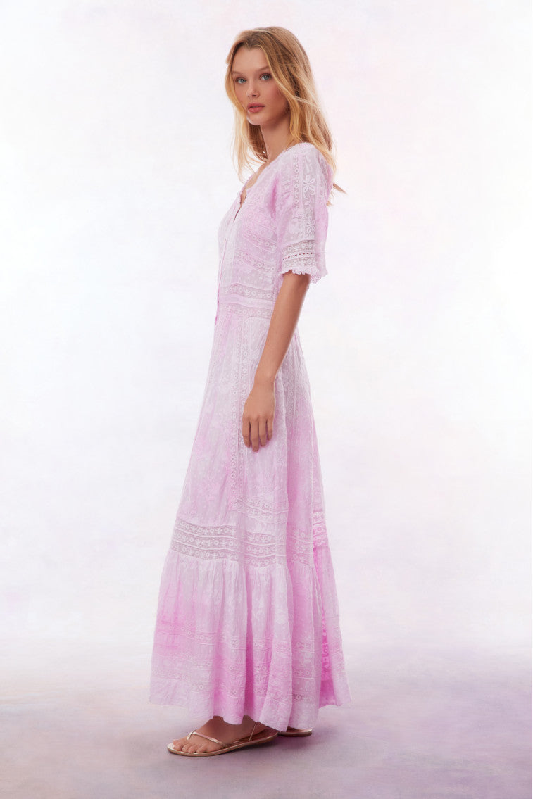 Loveshackfancy Peony Pink Edie Lace good Inset Maxi Dresd