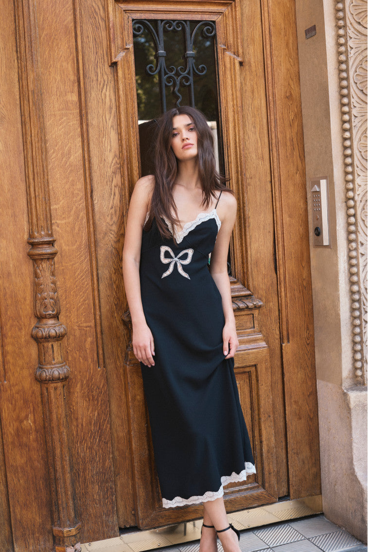 Manuela Bow Slip Maxi Dress