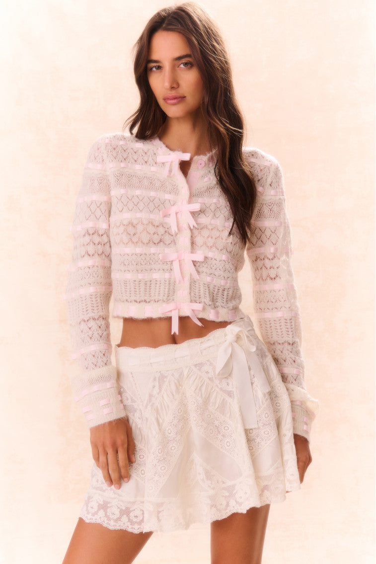 Roselline Bow-Detailed Knit Cardigan