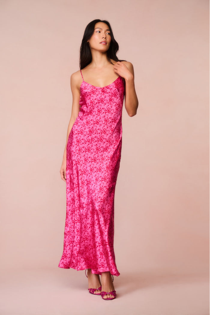 Azalea Silk Bow-Printed Maxi Dress