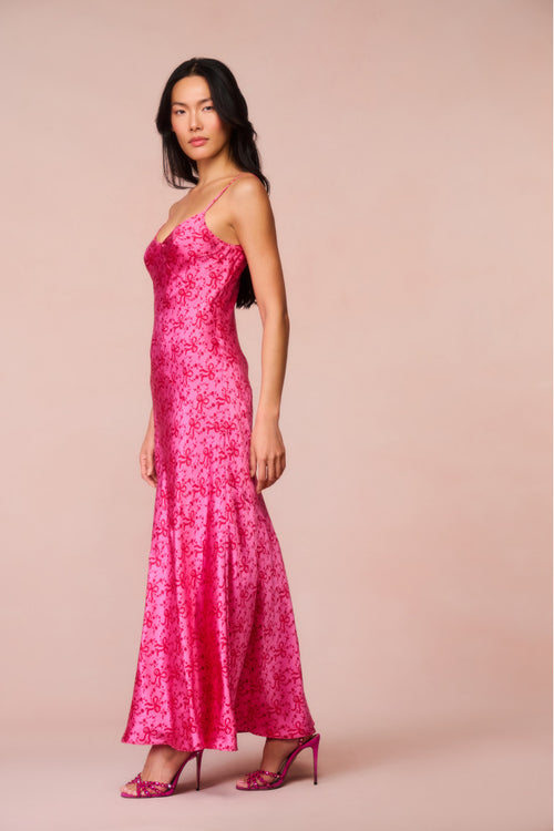 Azalea Silk Bow-Printed Maxi Dress