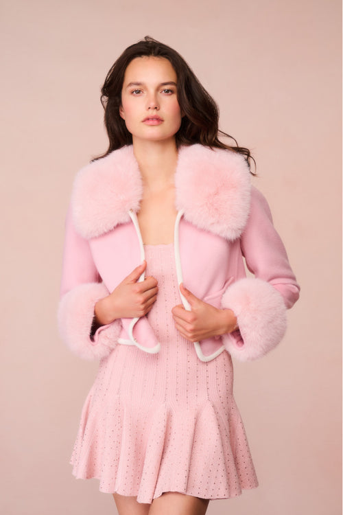 Caprina Wool-Cashmere Faux Fur Jacket