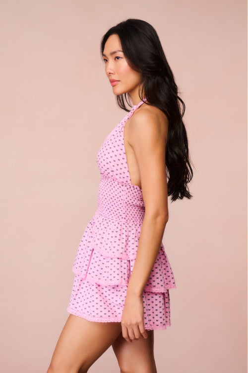 Deanna Cotton Bow Mini Halter Dress