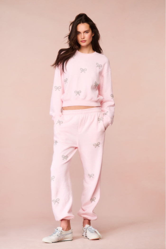 Lillia Crystal Bow Fleece Sweatpant