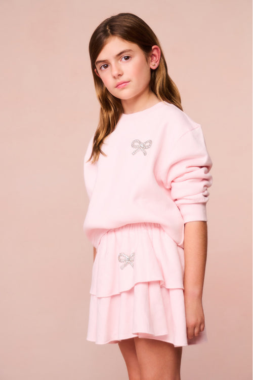 Girls Lumi Crystal Bow Fleece Pullover