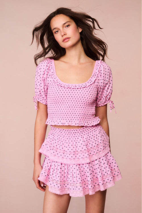 Molly Cotton Bow Puff Sleeve Top