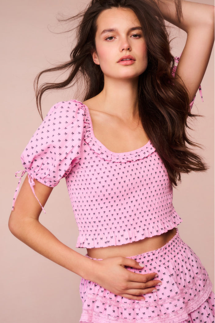 Molly Cotton Bow Puff Sleeve Top