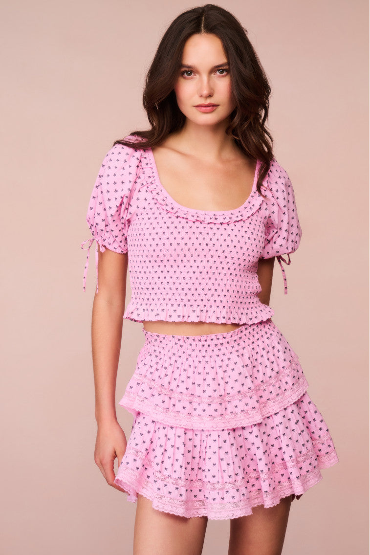 Loveshackfancy ruffle mini skirt pink best sale