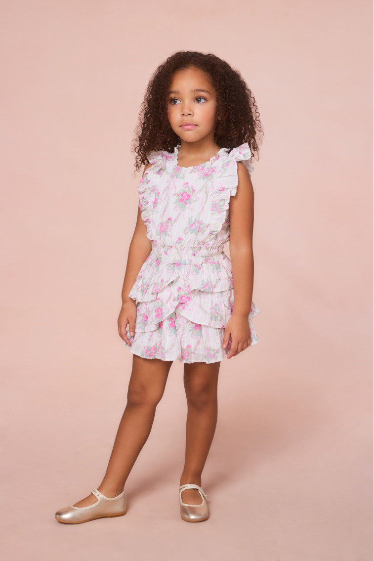 Girls Decker Floral Ruffle Mini Dress