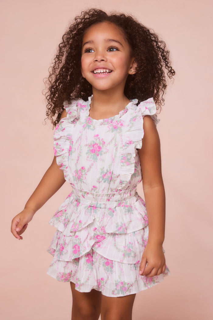 Girls Decker Floral Ruffle Mini Dress