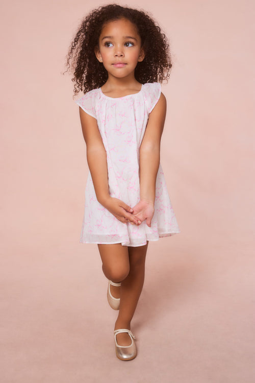 Girls Lou Bow Print Mini Dress