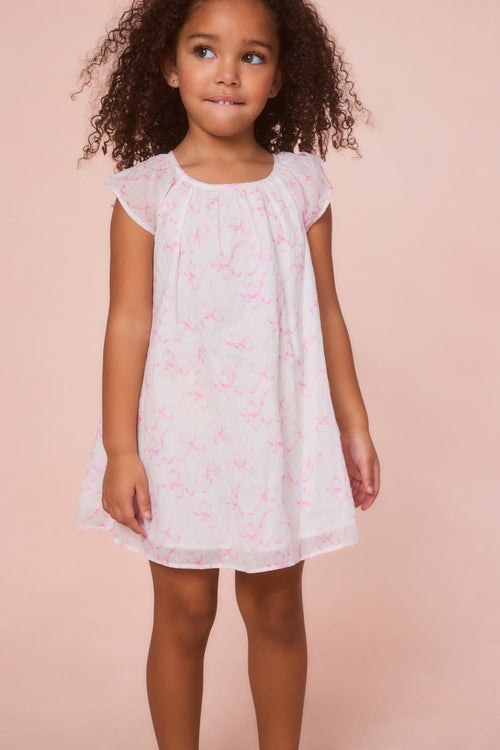 Girls Lou Bow Print Mini Dress