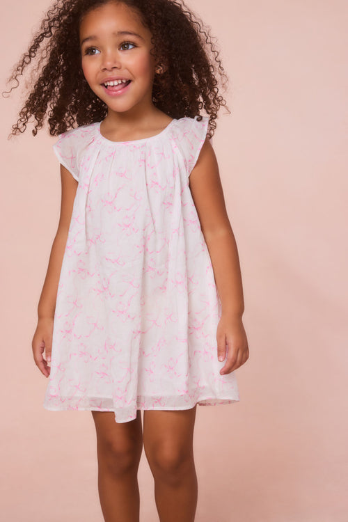 Girls Lou Bow Print Mini Dress