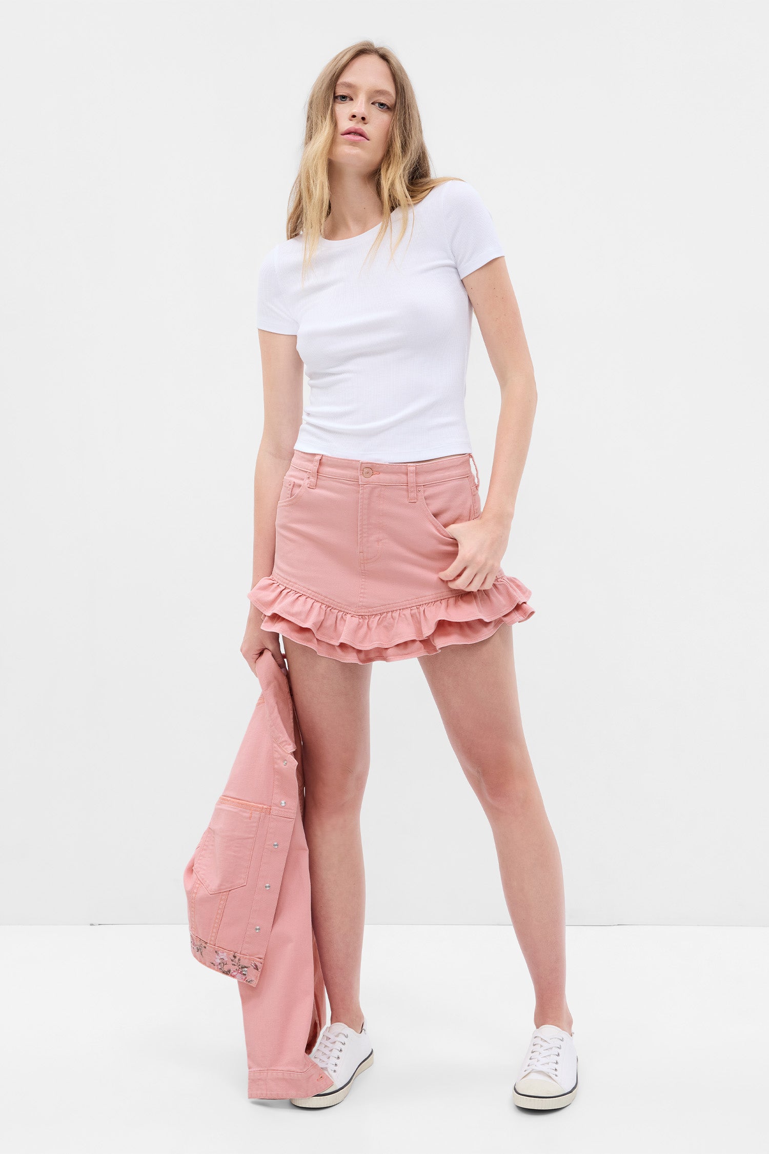 Pink denim 2025 skirt xs