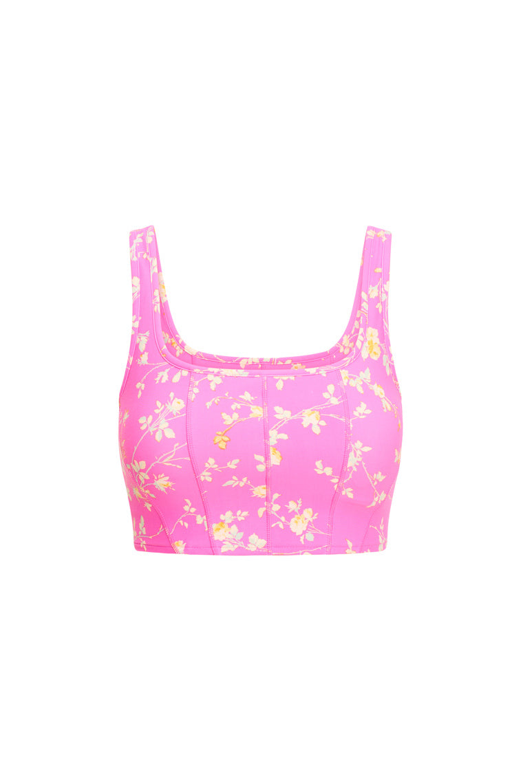 Popular LSF LOVESHACKFANCY x Bandier floral strappy sports bra in peony garden Size S