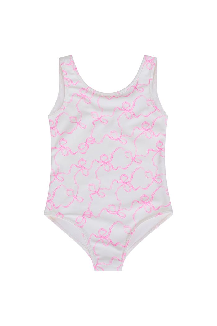 Girls Aldora Bow Print One Piece Swimsuit