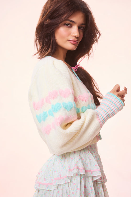 Buena Re-Edition Heart Knit Cardigan