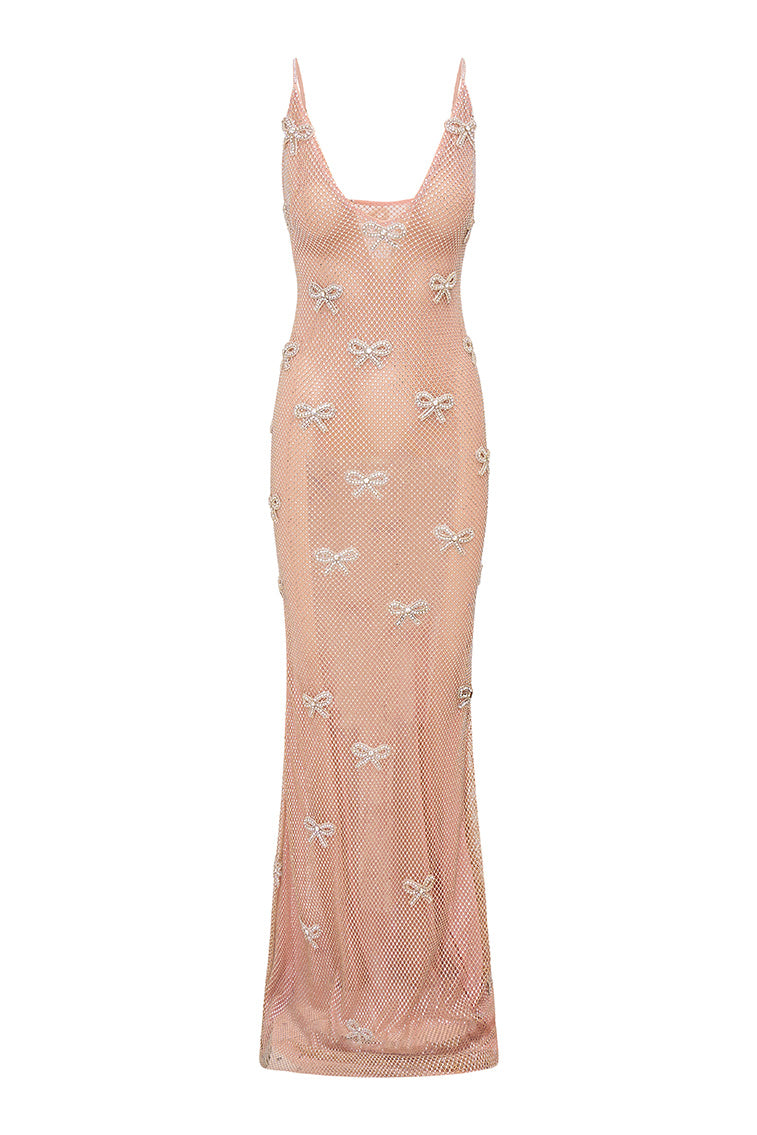 Berisa Sheer Rhinestone-Embroidered Gown