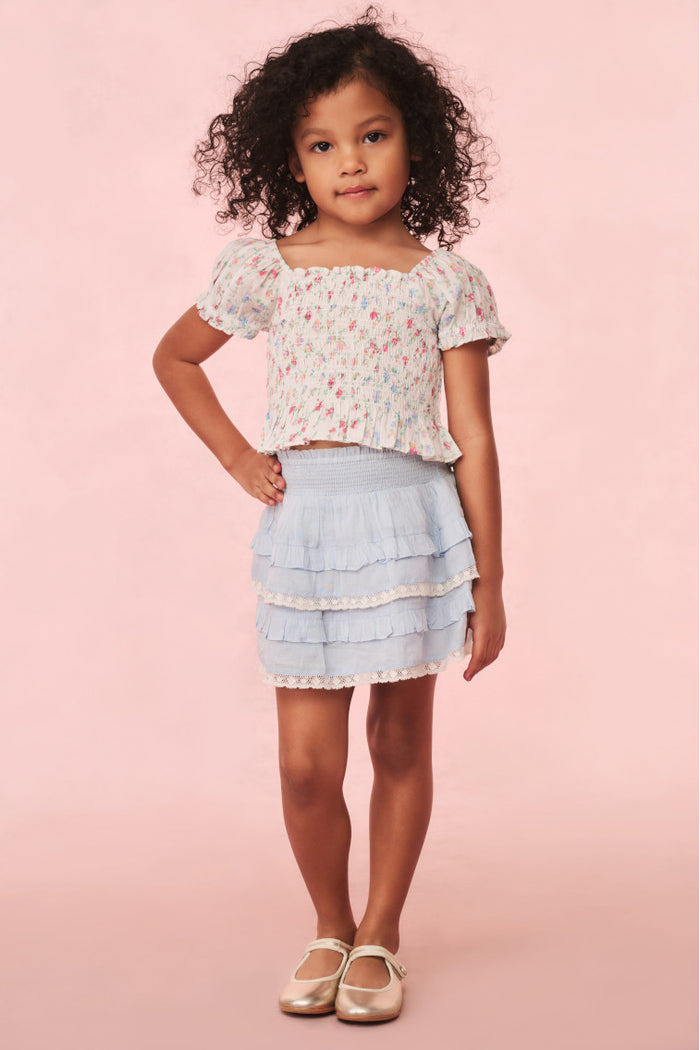 Girls Billie Blue Cotton Mini Skirt