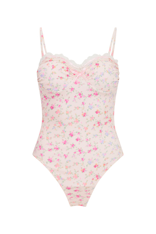 Brooksie Pink Floral One-Piece Swimsuit