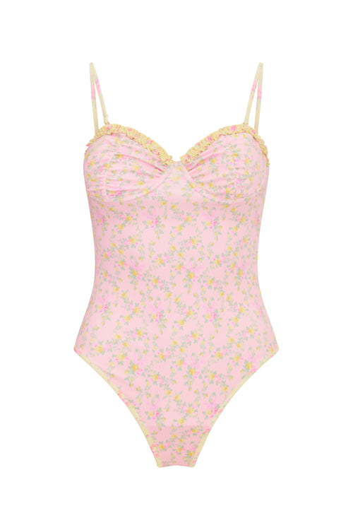 Brooksie Pink & Yellow Floral One-Piece Swimsuit