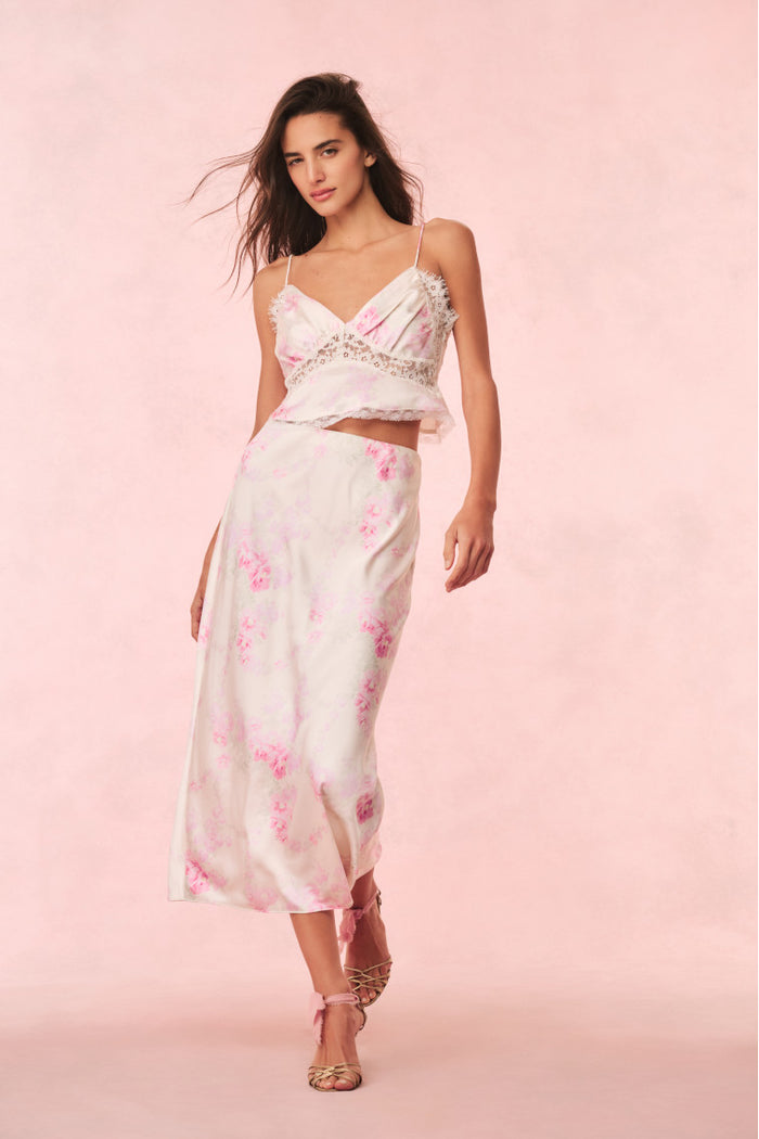 Castle Satin Floral Maxi Skirt