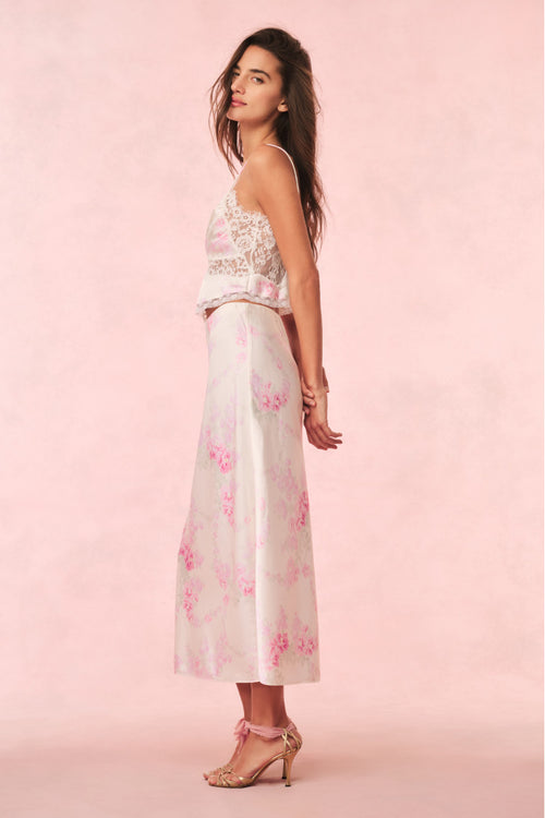 Castle Satin Floral Maxi Skirt