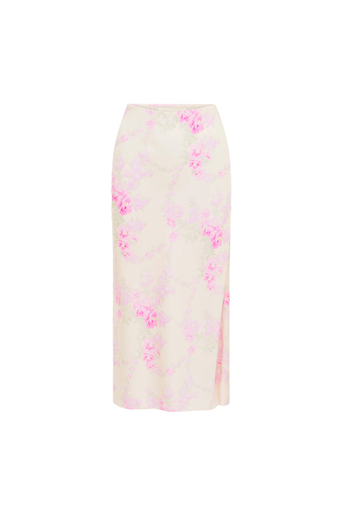 Castle Satin Floral Maxi Skirt