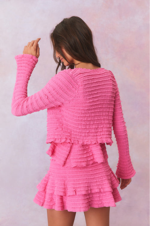 Celosia Cotton Gauze Flared Cardigan