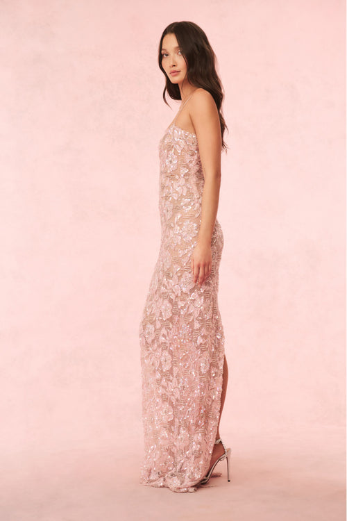 Ciona Sequin Chantilly Lace Gown