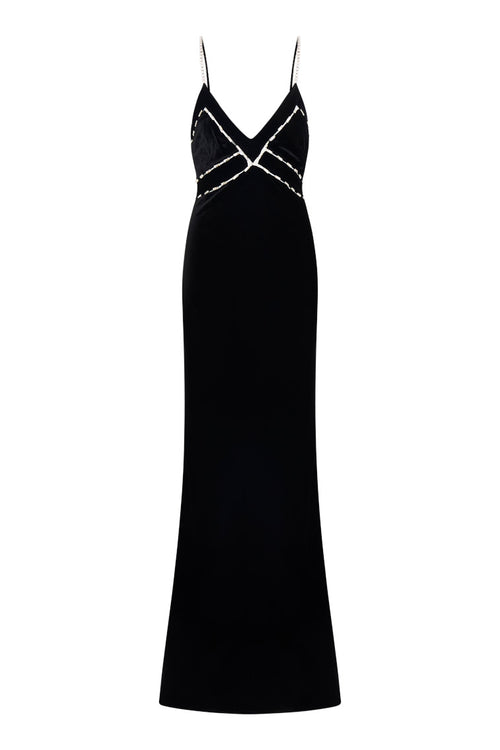 Corrino Velvet Embellished Maxi Dress