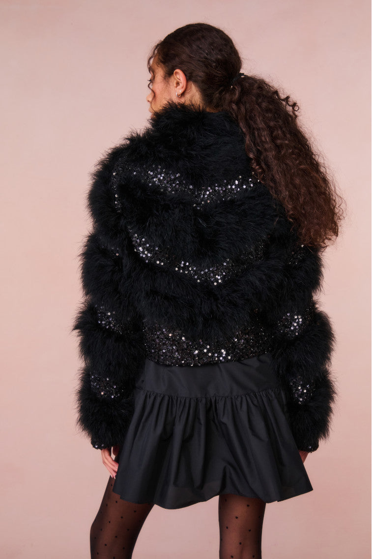 Curran Sequin Feathered Jacket