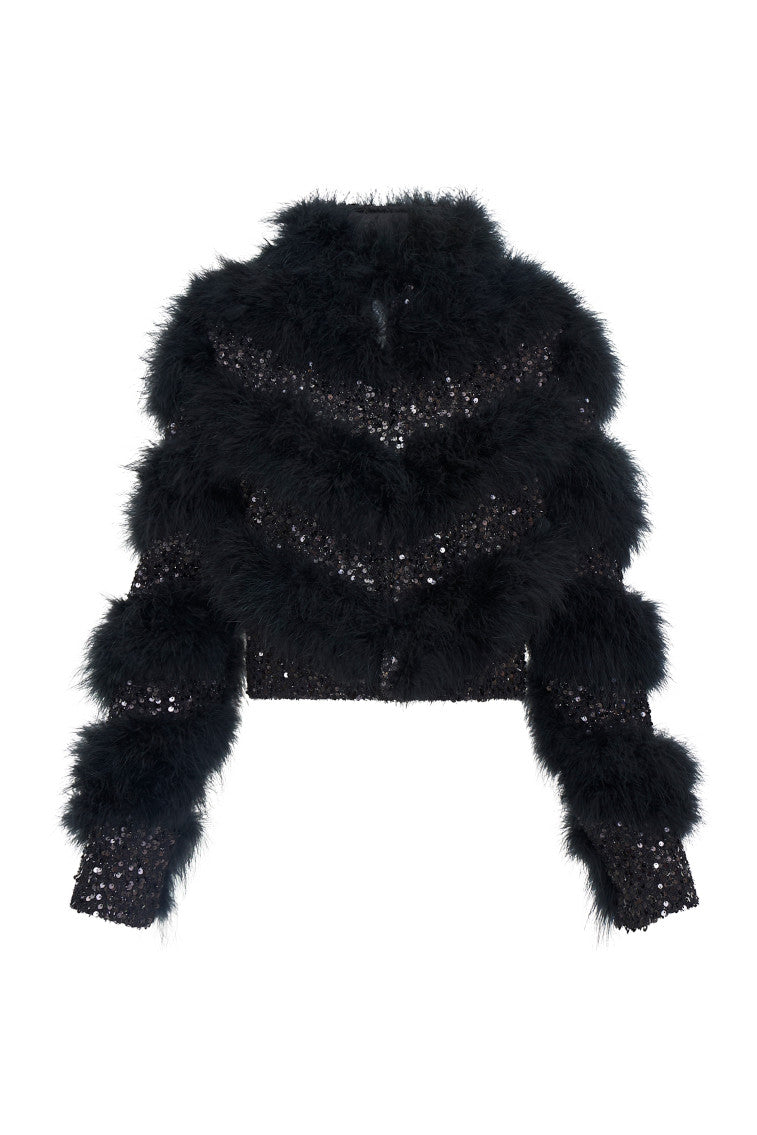 Curran Sequin Feathered Jacket