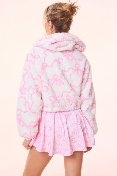 Darcelle Bow Print Teddy Bomber