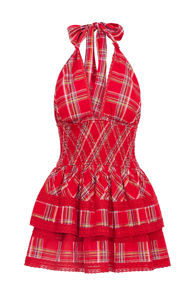 LoveShackFancy - Stanley Smocked Plaid Dress - Size outlet L