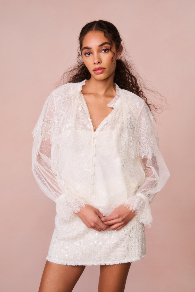 Loveshackfancy Sheer Silk store Blouse