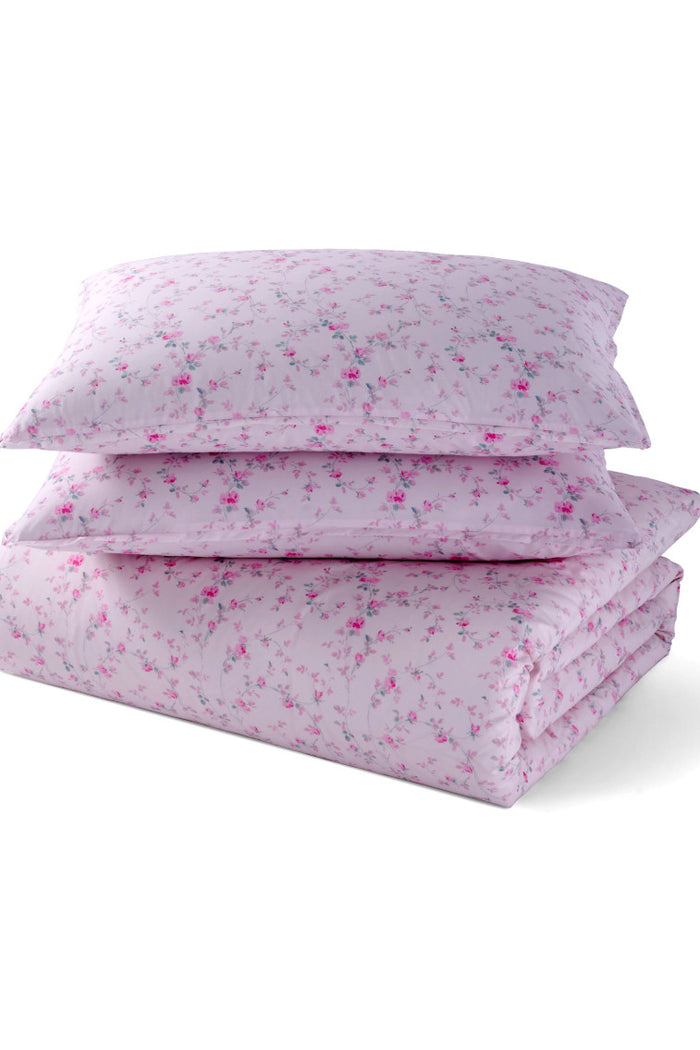 King size floral printed duvet cover and sham set.