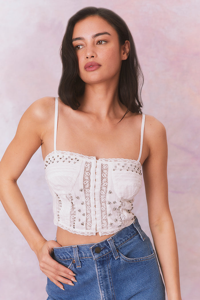 Embellished Rosabella Cotton Cami Top