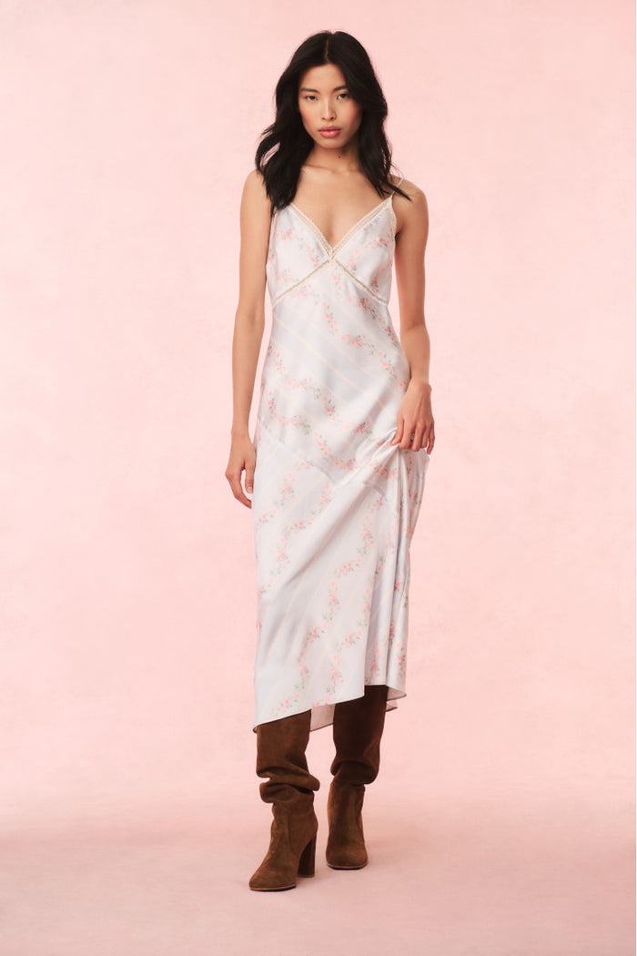 Ermon Satin Floral Slip Dress