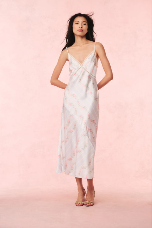 Ermon Satin Floral Slip Dress