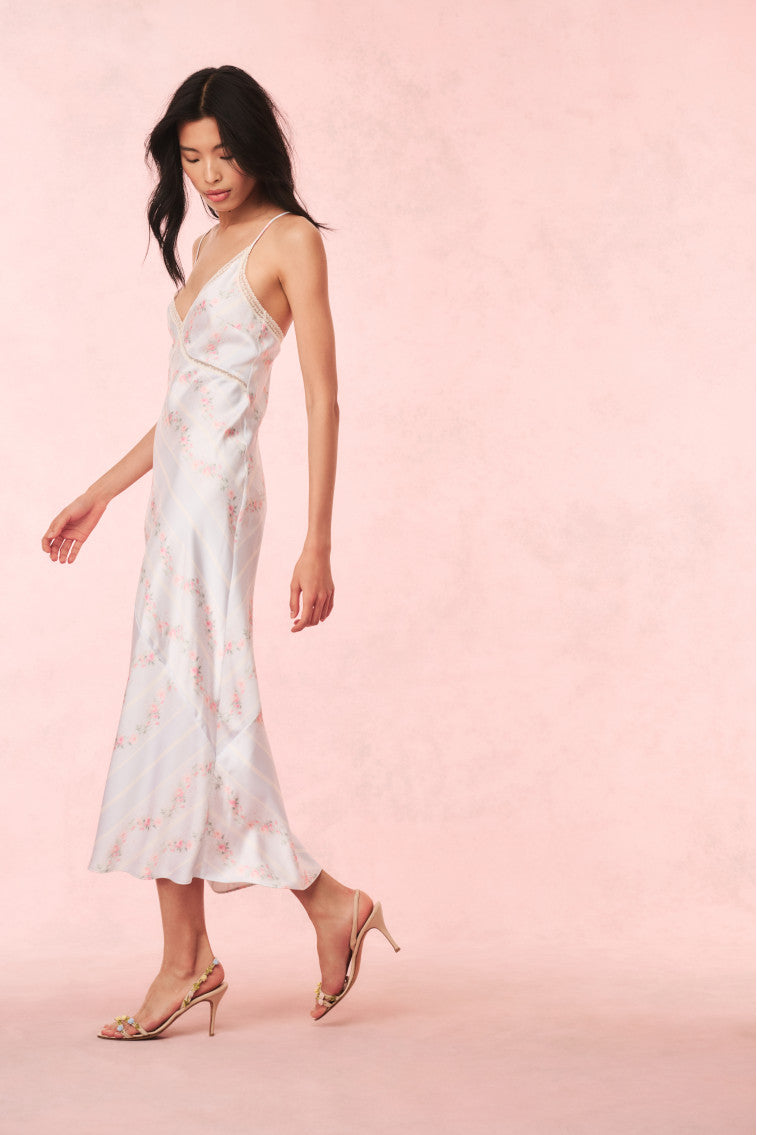 Ermon Satin Floral Slip Dress