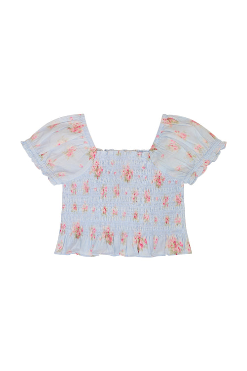 Girls Fabielle Blue Floral Top