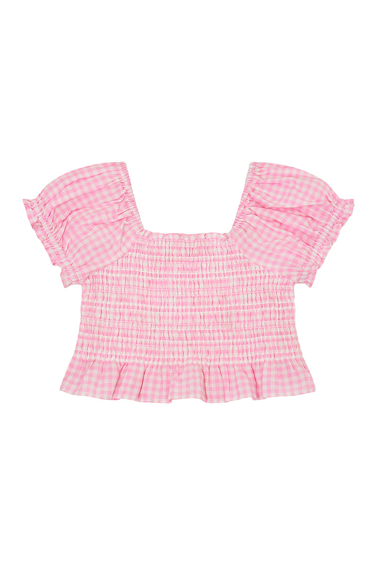 LoveShackFancy Girls deals Pink Ruffle Cotton Top