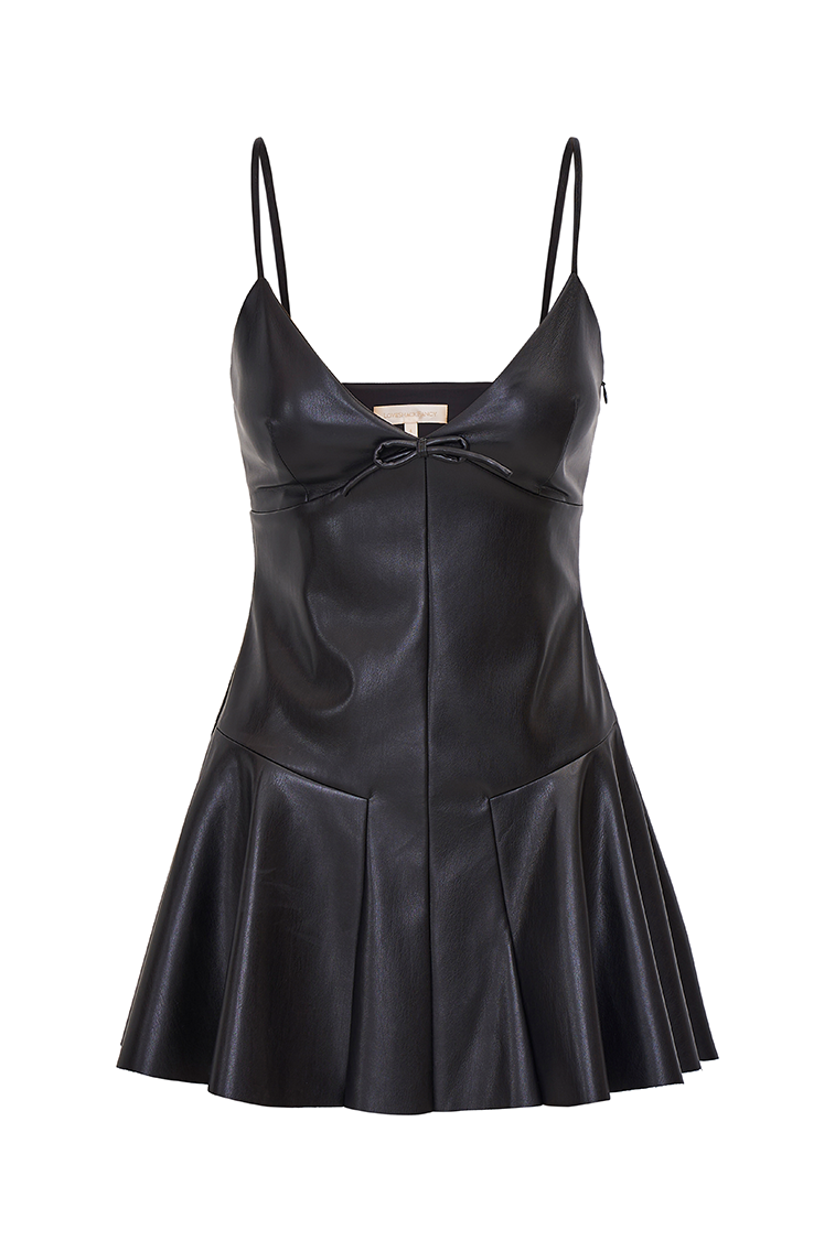 Falletta Vegan Leather Mini Dress