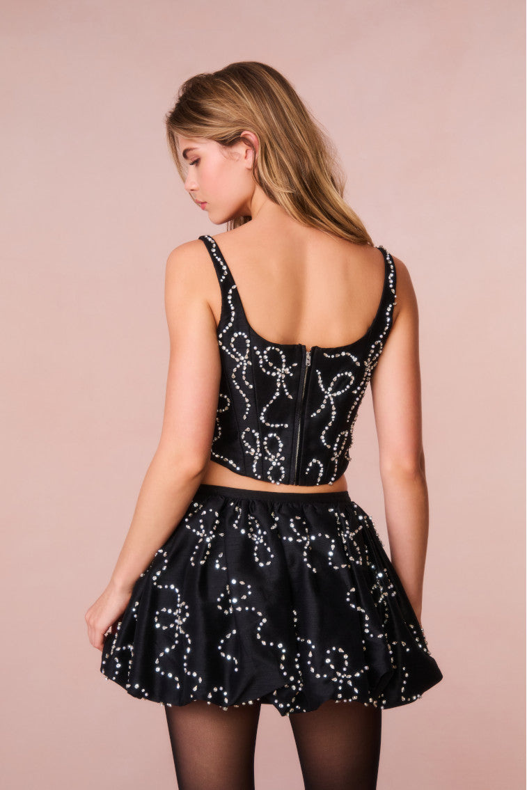 Flince Embellished Mini Bubble Skirt